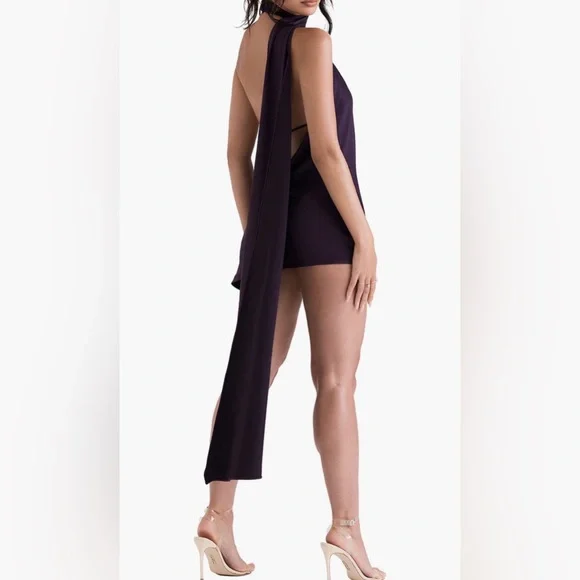 House of CB Aida Satin Minidress - Nightshade Small - Picture 2 of 4